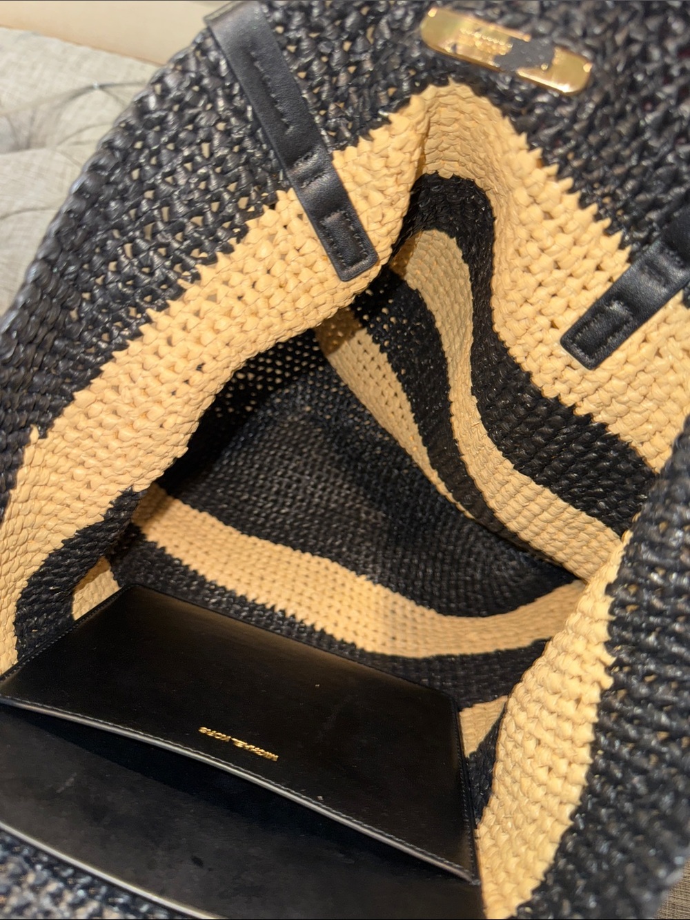 Michael Kors Bag Quinn Large Striped North South Crochet Woven Straw Beach Bag - Picture 11 of 17